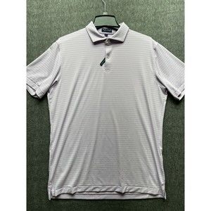 Peter Millar Crown Crafted Pink/white Striped Golf/Polo Shirt Adult Large